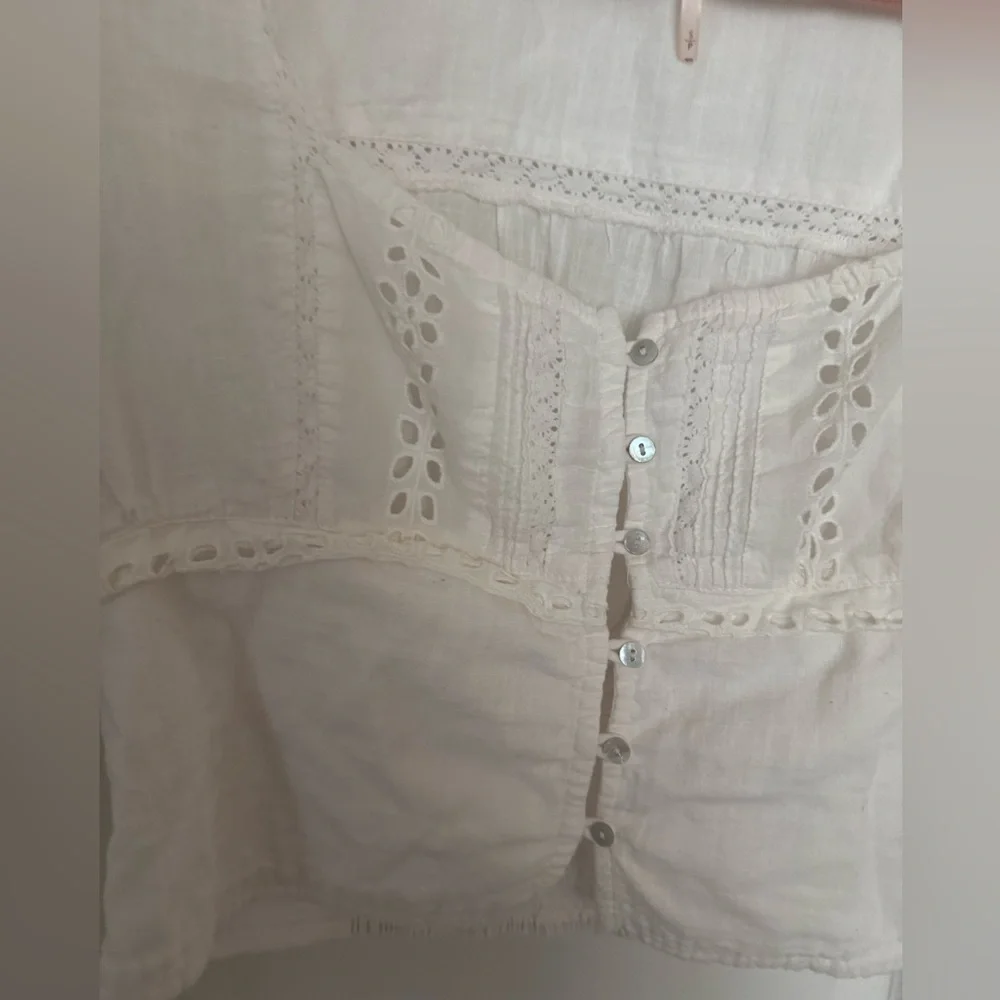FREE PEOPLE Joi lace-trimmed cotton‎ blouse